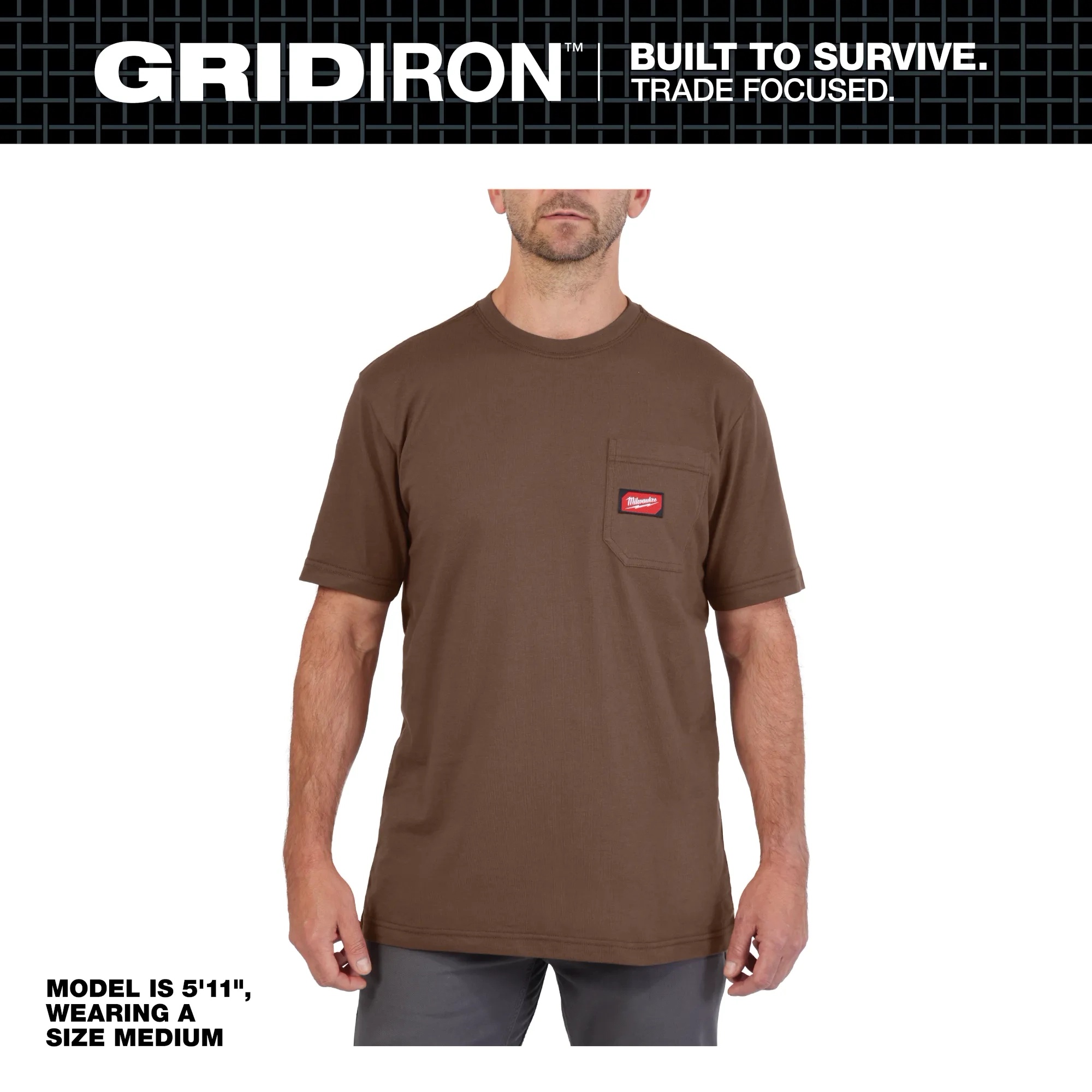Picture of Milwaukee Electric Tool 605BR-2X Pocket Tshirt Brown Xxl